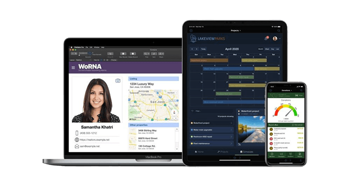 A collection of devices showing a business application
